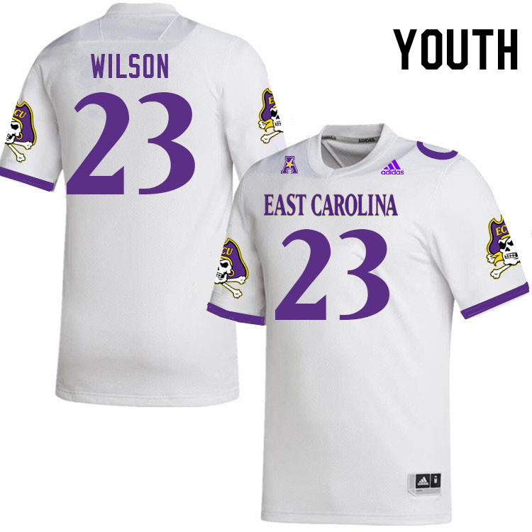 Youth #23 Dameon Wilson ECU Pirates College Football Jerseys Stitched-White